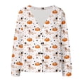 thumbnail image 5 of HCYSFG Womens Halloween Cardigan Pumpkin Dachshund Print V Neck Button Front Long Sleeve Sweater Relaxed Fit Casual Open Front Top, 5 of 5