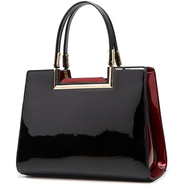 LHSHID Glossy Patent Leather Handbags Womens Top Handle Handbag Purse Satchel Ladies Medium Tote Bags Stylish Shoulder Bag