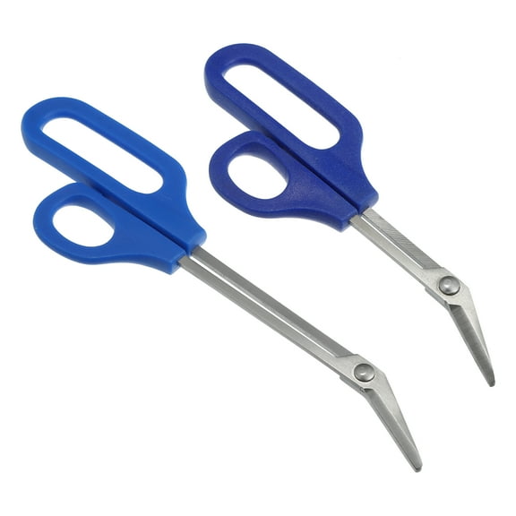Unique Bargains 2 Pcs Toenail Scissors for Elderly Thick Nail Cuticle Trimmer Long Handled Manicure Pedicure Tool Blue Stainless Steel