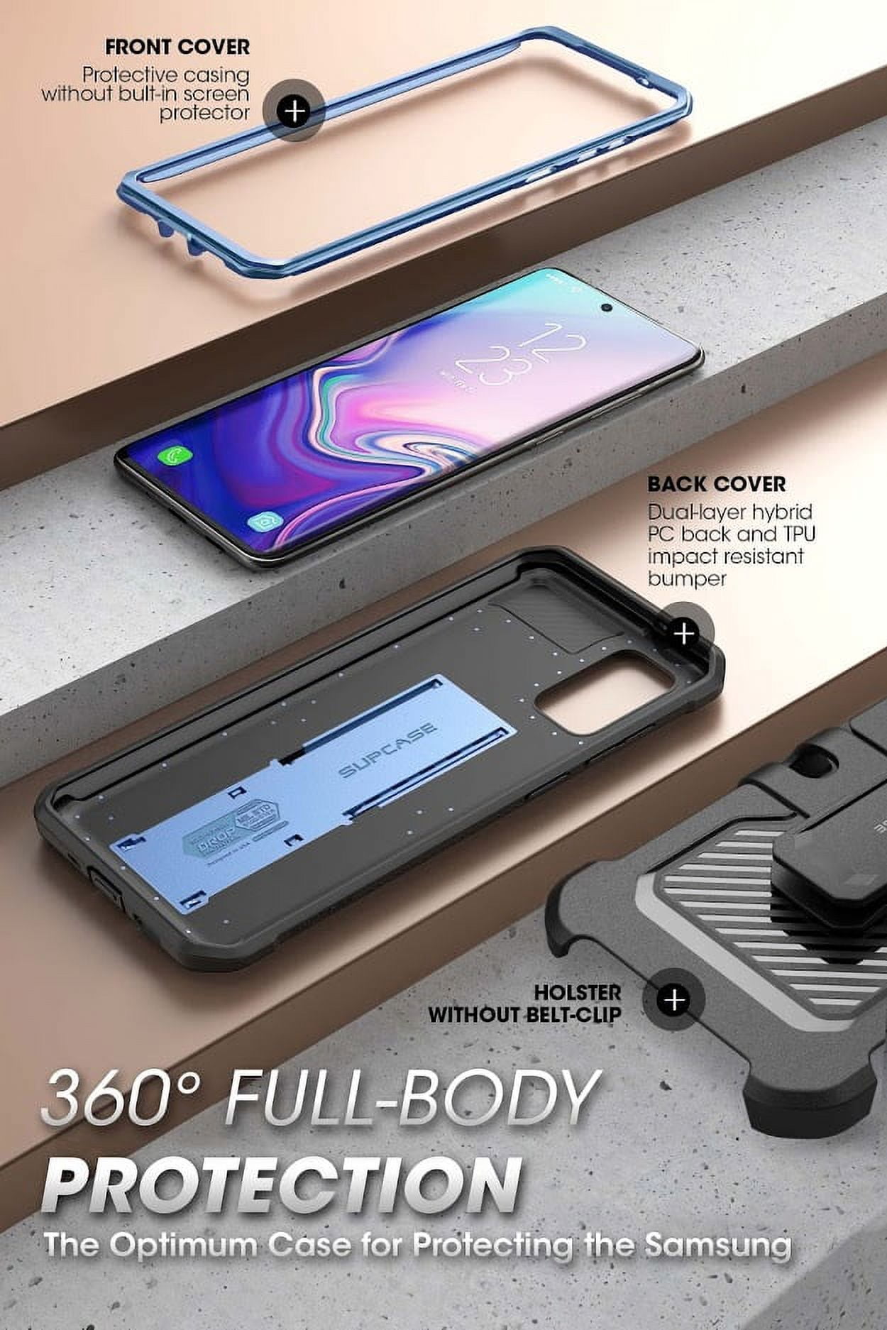 SUPCASE UB Pro Series Designed for Samsung Galaxy S20 / S20 5G Case (2020 Release), Full-Body Dual Layer Rugged Holster & Kickstand Case Without Built-in Screen Protector(MetallicBlue)