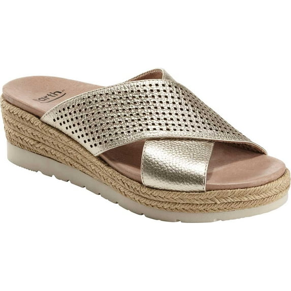 Women's Earth Modena Marigold Espadrille Sandal Gold Leather 7 M