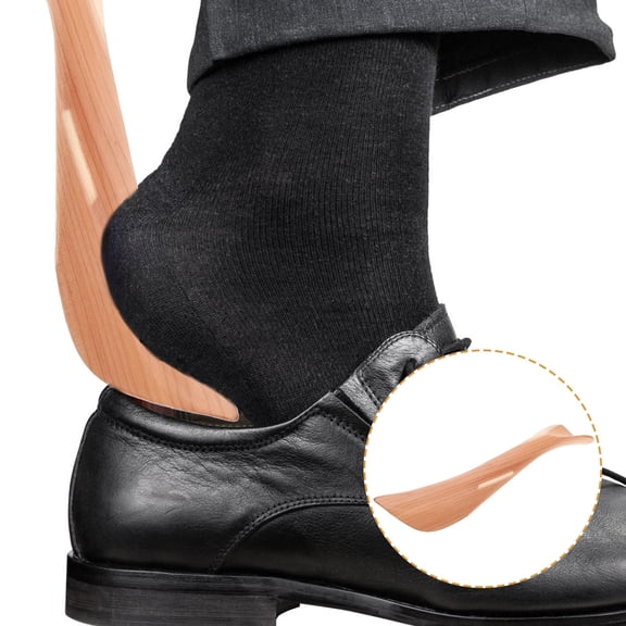 WHAMVOX Wood Portable Long Handle Shoe Horn for Easy Shoe Removal and Comfort Brown 18 inch