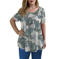thumbnail image 2 of asddcavvf Blouse pour Femmes Hauts Grande Taille Manches Courtes Plis Chemises Imprimé Floral, 2 of 5