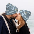 thumbnail image 5 of Lsque Blue Bathroom Pattern Knitted Beanie, Unisex Winter Hat, Knit Hat Winter Beanies Thick Fisherman Beanies Cuffed Plain Skull Caps, 5 of 6