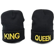 WENDYWU 1Pc King and Queen Fashion Black Couples Lovers Warm Knitted Beanie Hats