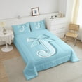 thumbnail image 4 of Erosebridal Blue Bowknot Comforter Sets Twin Size, Initial Letter J Comforters & Duvets, Cartoon Monogrammed Reversible Duvet Insert, Breathable Bedroom Decorative, 2pcs, 4 of 8