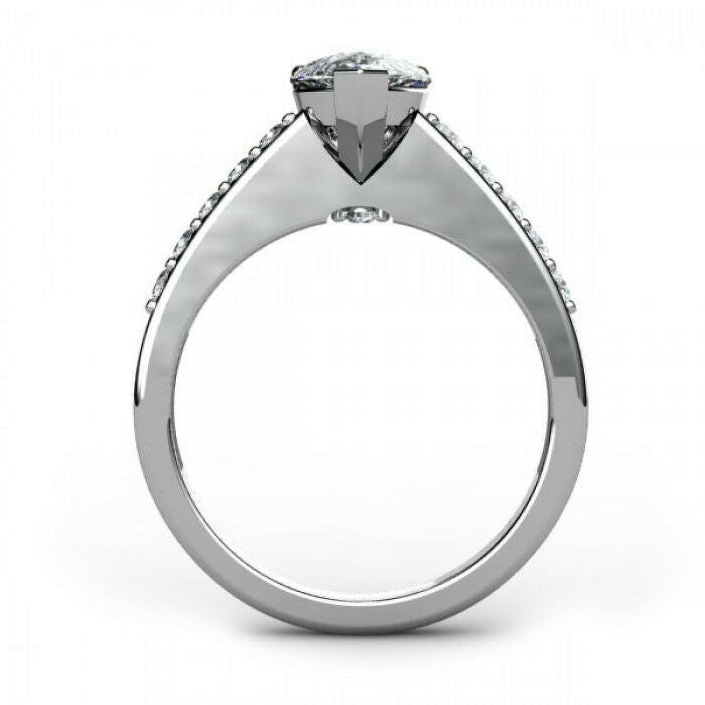 HeartsAndYou 2ct Pear Cut Moissanite Accent Solitaire Engagement Ring for Women 18k White Gold over Silver