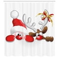 thumbnail image 3 of Ambesonne Christmas Shower Curtain, Funny Santa Reindeer, 69"Wx84"L, Vermilion Caramel White, 3 of 3