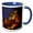 Blue/White, variant on 3drose, San Marino. Mountain Castle Lit at Night., 11oz Magic Transforming Mug