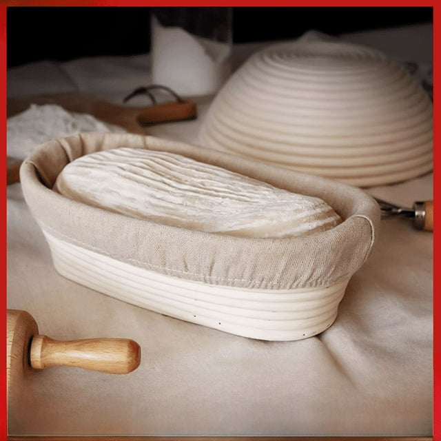 Cesta de fermentación de pan de vid natural hecha a mano Cesta redonda tejida de ratán Cesta de almacenamiento de vid ovalada