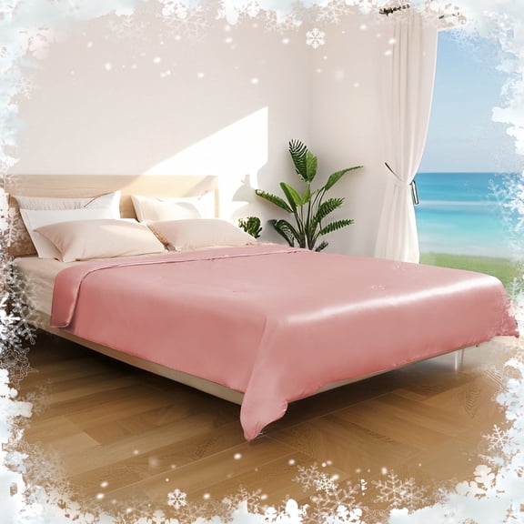 SUNNY HEAT Cooling Summer Comforter Queen Size 78"x90", Double-Sided Breathable Silk Summer Blanket for Hot Sleepers, Coral