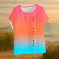 thumbnail image 4 of DeHolifer Womens Tops Plus Size Linen Color Block Casual Crewneck Summer Lightweight Tee T-Shirts Orange 4XL, 4 of 5