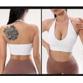 thumbnail image 3 of 2pcs Women's Halterneck Sports Bra Backless Deep V Cut Sports Bustier Padded Sexy Gym Push Up Without Underwire Bra Crop Top Backless Adjustable Strap, 3 of 5