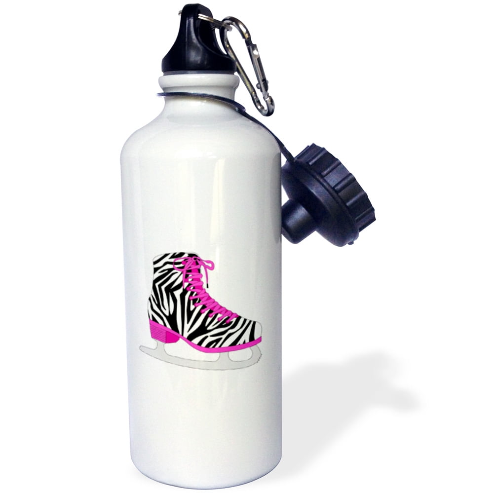 3dRose Zebra and Hot Pink Ice Skate IMage, Sports Water Bottle, 21oz by Supplier Generic