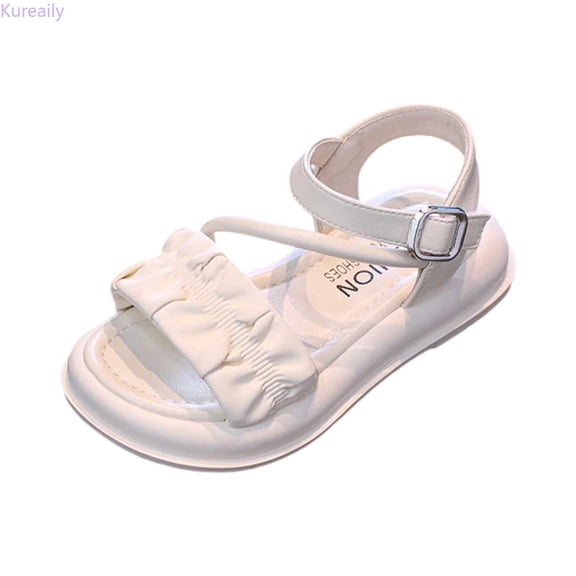 Kureaily Girls Sandals For Everyday Wear Lightweight Breathable Casual School Outdoor Summer Spring Footwear For Kids Age 4 12/ Size 10,4-4.5 Years(Beige)