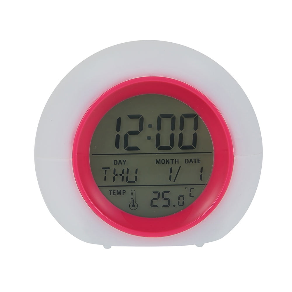 7Colors Light Clock LED Digital Alarm Clock Glowing Cube Backlight Calendar Gift 