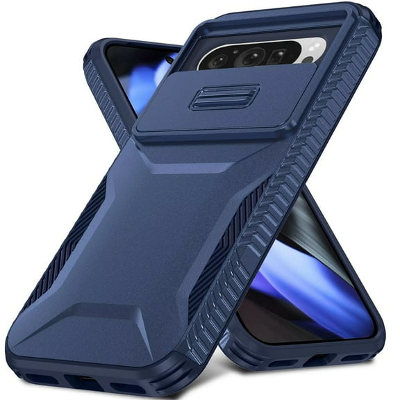 XPM for Google Pixel 10 Pro XL Phone Case, Slim Fit Shockproof Hybrid with Slide Camera Window Covering, Rugged Tpu Silicone Hard PC Bumper Cover for Pixel 10 Pro XL (Blue)