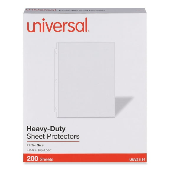 Universal UNV21134 Heavy Gauge Letter Size Top-Load Poly Sheet Protectors - Clear (200/Pack)