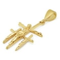 thumbnail image 5 of Large 14K Gold Heavy Plated Triple Crucifix 3D Cross Pendant + 20" 2.4mm Figaro Chain Necklace Set, 5 of 7