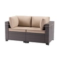 thumbnail image 1 of 2 Pieces Outdoor Patio Furniture Set, Wicker Outdoor Sectional Sofa, All-Weather Patio Conversation Sets with Washable Thick Cushion for Garden, Backyard, Balcony, Porch, Sand, 1 of 8