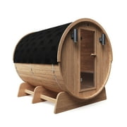 ALEKO Outdoor 8-Person Red Cedar Barrel Sauna, Tinted Glass Door, 89L x 73W x 79H in
