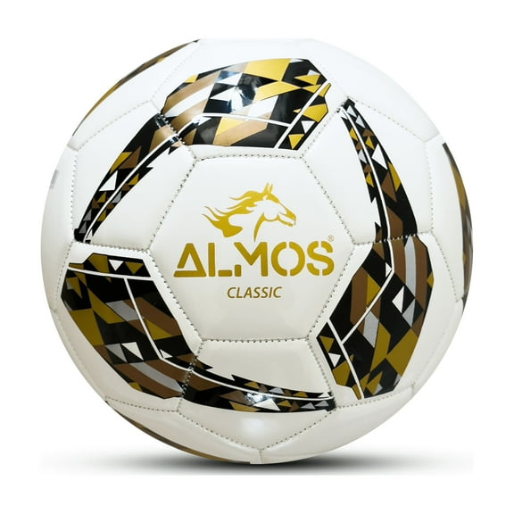 Almos Classic 32 Panel Soccer Ball, for Indoor and Outdoor, Gold,  Size 3