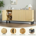 thumbnail image 3 of Yeahumalia Large Sideboard Buffet Cabinet with Storage, Mid Century Modern Accent Credenza with 4 Fluted Doors for Living Room, Kitchen, Entryway, Hallway - Wood Color, 3 of 7