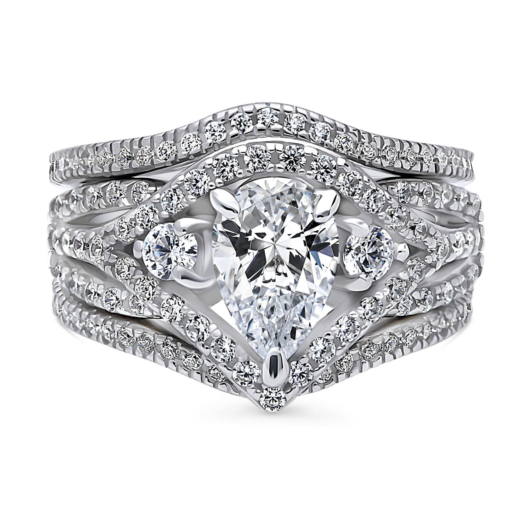 BERRICLE Sterling Silver Wishbone Wedding Engagement Rings 1.3 Carat Cubic Zirconia CZ Woven Ring Set for Women, Rhodium Plated Size 4.5