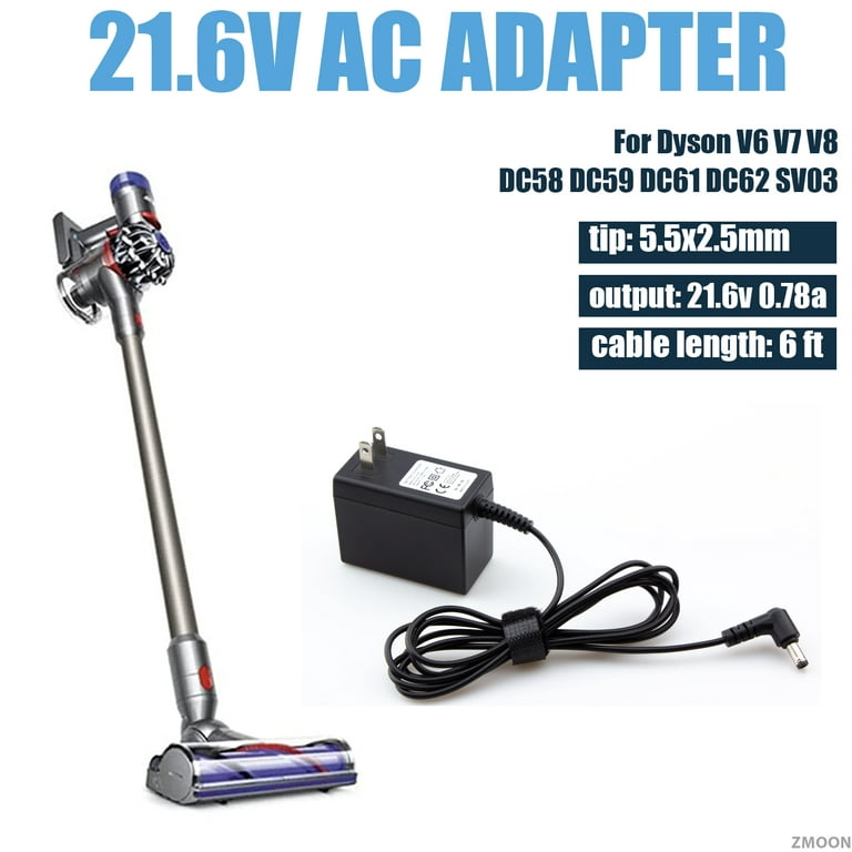 Replacement Charger for Dyson Cordless Vacuum V6 V7 V8 DC58 DC59 DC61 DC62  SV03 SV04 SV05 SV06 Model: 205720-02 [21.6V 0.78A 6ft Power Cord] 