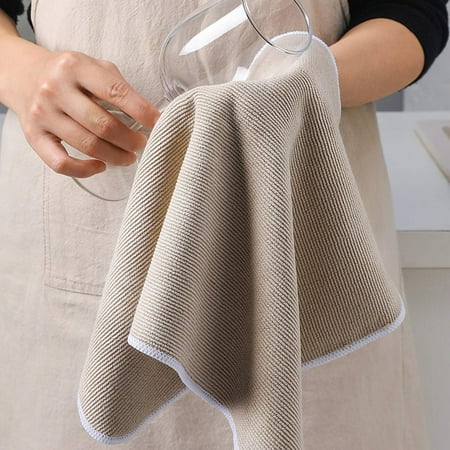 

Samdeem Pures-Color Microfiber Pearl-Grain Dishcloth Absorbent Hair Does Not Leave A Traces of Cleaning Glass Dishcloth Home Car Towels (Brown Cloth)