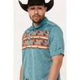 thumbnail image 2 of Rank 45 Men's 45&Reg; Jacinto Southwestern Border Striped Short Sleeve Polo Teal Large  US, 2 of 4