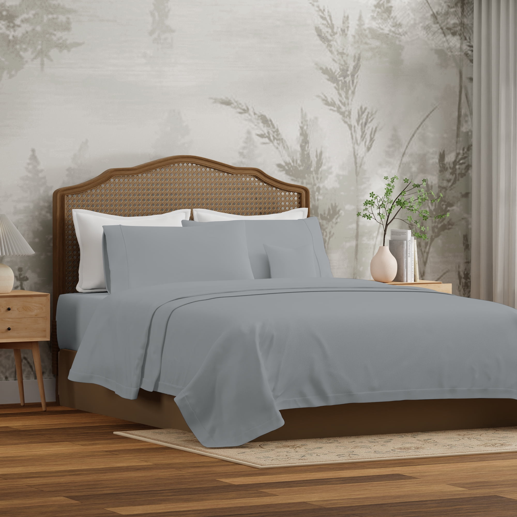 Purity Home 3-Piece 100% Organic Cotton Percale Bed Sheet Set, Cool & Crisp Bedding, Soft & Breathable, Lightweight, Eco-Friendly, Twin-XL, Light Gray