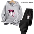 thumbnail image 3 of Conjunto de sudadera con capucha Kawaii Kuromi, ropa de moda para niños, ropa de otoño para niñas, traje de gato, sudaderas con capucha para niños, chándal informal para niños pequeños, 3 of 5