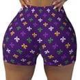 thumbnail image 2 of Haiem Purple Mardi Gras No Front Seam Biker Shorts for Women Yoga Workout Gym Bike Shorts with Tummy Control Moisture-Wicking-Medium, 2 of 9