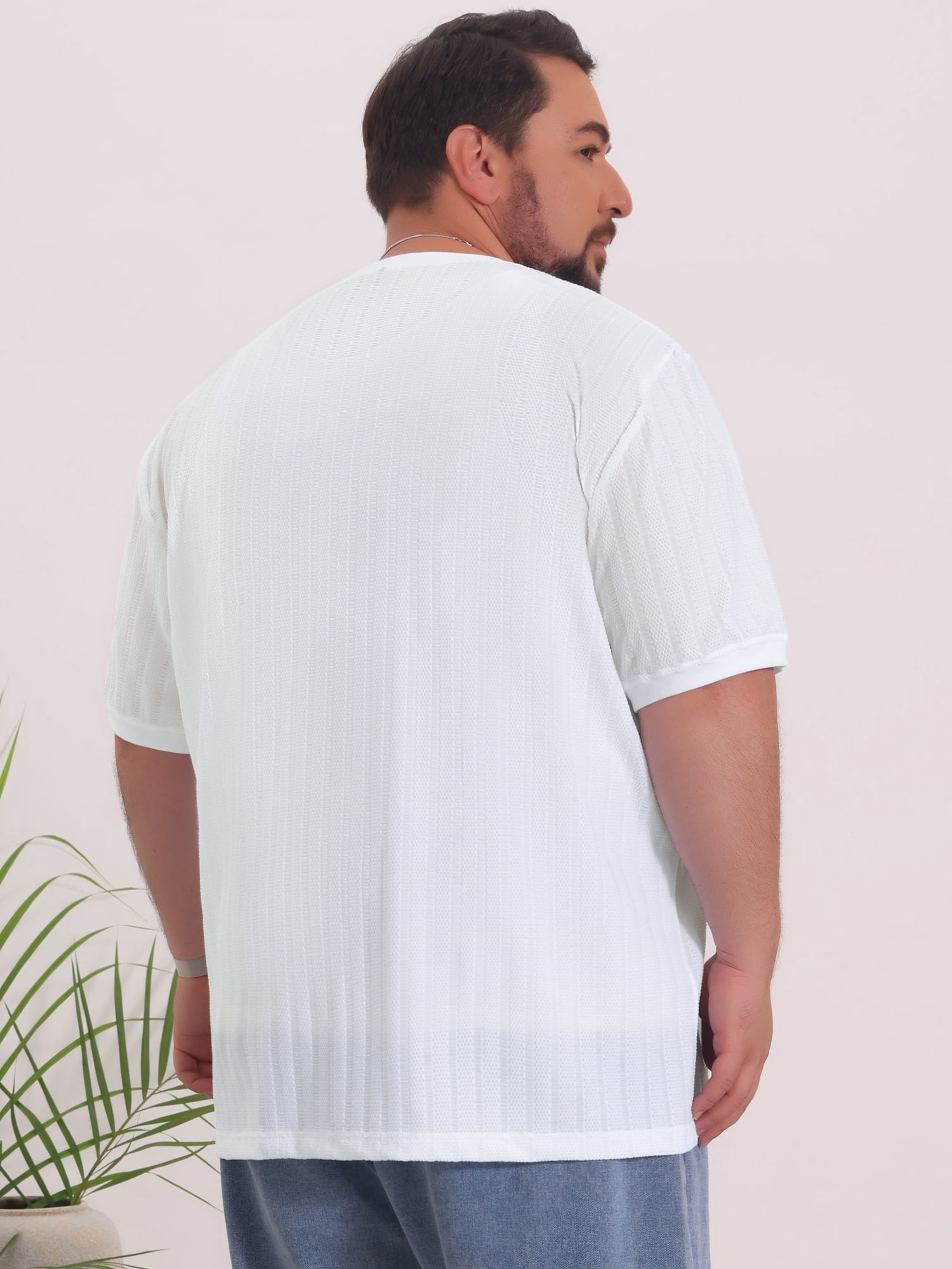 DARING DIVA Men's Big Tall Mesh Breathable Crew Neck Short Sleeve T-Shirts 4XL White