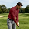 thumbnail image 6 of Mens Polo Shirts Long Sleeve Casual Solid Stylish Dry Fit Performance Designed Collared Golf Polo Shirts for Men Wine 4XL, 6 of 8