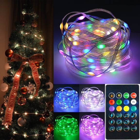 100 LED Outdoor String Lights, 32.8 ft Waterproof Fairy Lights Operated with Remote & APP for Indoor Outdoor Christmas Patio Decoration