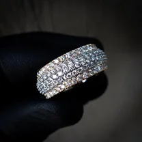 14K Two Tone Gold Plated Lab Created Diamond Full Eternity Wedding Band Ring Men's