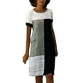 thumbnail image 2 of GZWYHT Robes d'Été, Robes pour Femmes 2025 Robe en Lin Manches Mi-Longues Col Rond Robes Shift Imprimé Floral Longueur Genou Robe Midi, Robes Petites, Robe Grise, Robes de Soirée en Solde s, 2 of 6