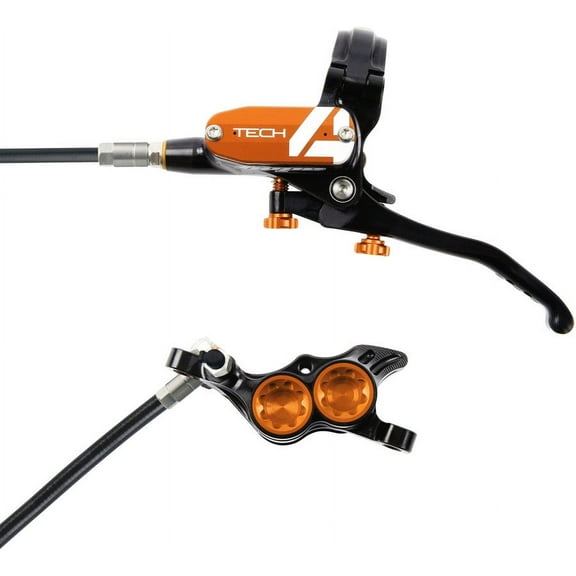 Hope Tech 4 E4 Disc Brake and Lever Set - Front, Hydraulic, Post Mount, Orange