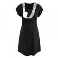 thumbnail image 4 of Baywell Women 3 in 1 Delivery/Labor/Maternity/Nursing Nightgown Short Sleeve Pleated Breastfeeding Sleep Dress, Black, L, 4 of 7
