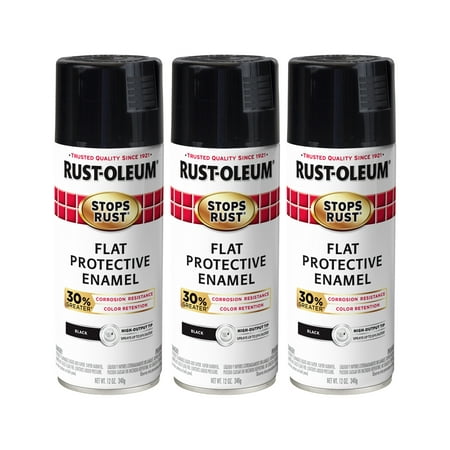 (3 Pack) Rust-Oleum Stops Rust Advanced Gloss Black Protective Enamel Spray Paint, 12 (Best Gloss Black Spray Paint)