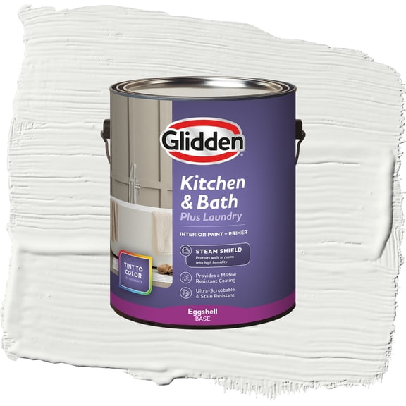 Glidden Kitchen Bath and Laundry Grab-N-Go White, Eggshell Interior Paint with Primer, 1 Gallon