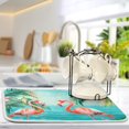 thumbnail image 5 of Flamingo Tropical Palm Tree Sea Dish Drying Mats Kitchen Mat Microfiber Counter Absorbent Dish Pad Drainer Rack 16"x18", 5 of 7