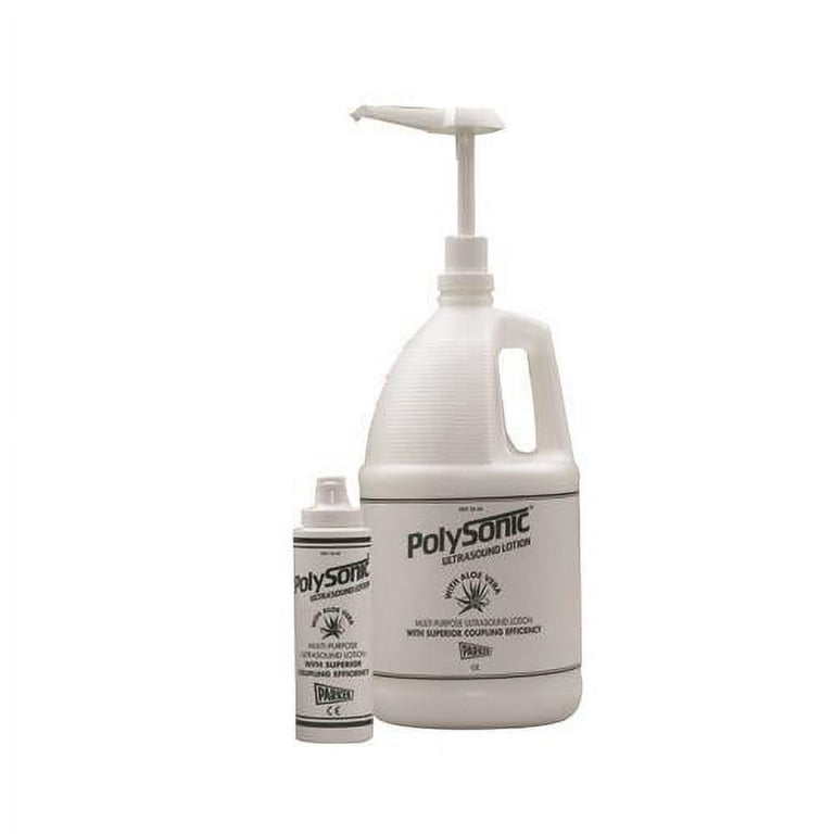 Polysonic ultrasound lotion with aloe vera, 1 gallon with refillable dispenser bottle (Dispenser pump not included) - 4 units Polysonic ultrasound lotion with aloe vera, 1 gallon with refillable dispenser bottle (Dispenser pump not included) - 4 units