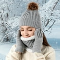 thumbnail image 4 of Women's Winter 3-Piece Set: Beanie, Scarf, Touchscreen Gloves, Acrylic, 7.9x8.7in Scarf, Warm, for Outdoor Activities, 4 of 6