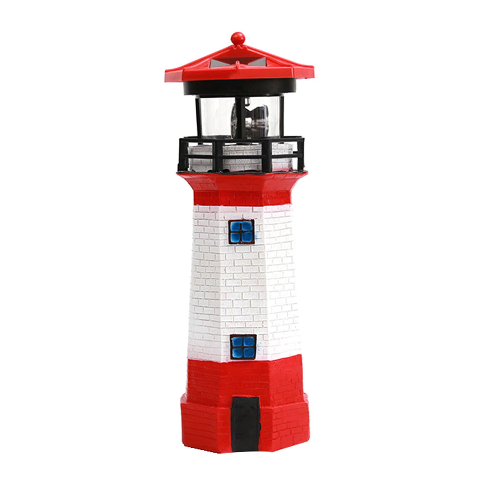 LED solar powered red Lighthouse Statue rotierenden-Garten Yard Patio Outdo L5E6 