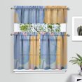 thumbnail image 2 of Blue and Yellow Block Flowers Kitchen Curtain Valance 3 Piece Set Short Curtain Sink Window Decor 36 Inch Small Window Treatment Tier 27.5x36 Length, 2 of 6