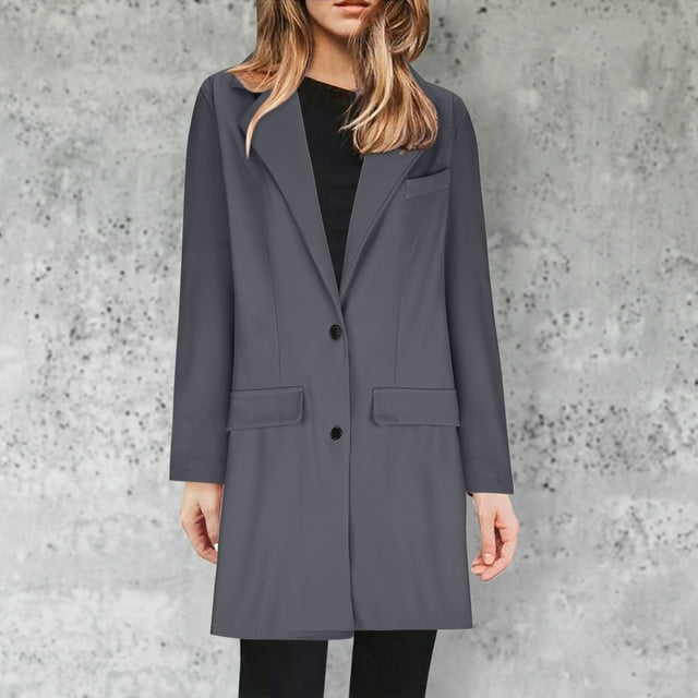 Jackets For Women Business Attire Solid Color Long Sleeve Single Breasted Slimming Cardigan Suit Coat Top