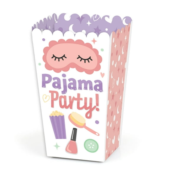 Big Dot of Happiness Pajama Slumber Party - Girls Sleepover Birthday Party Favor Popcorn Treat Boxes - Set of 12